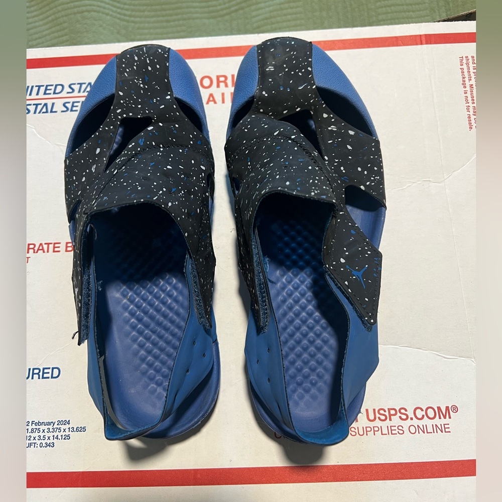 Air Jordan 8 Flare Kids Sandal Water Shoe Black Marina Blue Size 3Y